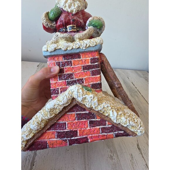 Vtg style crackle Santa chimney large decor statue figurine glitter sparkle - Picture 8 of 8